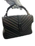 SAINT LAURENT - College Medium Bag in Black Quilted Leather