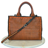 PRADA - Madras Woven Leather Tote Bag