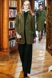 CHANEL - Khaki Wool/Alpaca Coat Size FR 44 / AUS 12