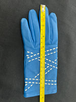 HERMÈS - Blue Leather Gloves Sz 7.5