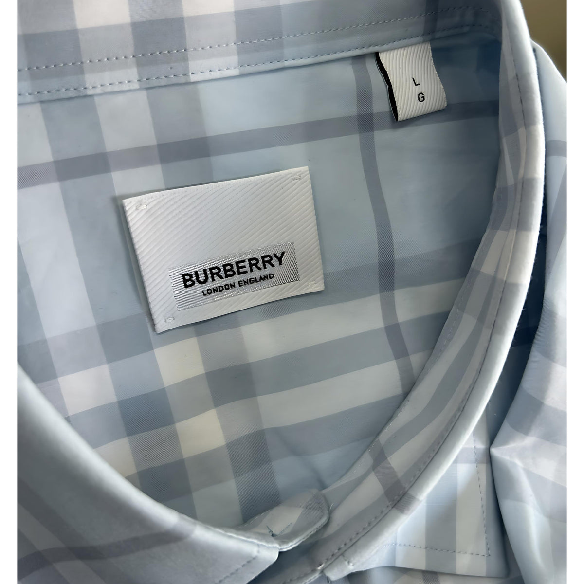 BURBERRY - Caxton Dusty Blue Check Shirt Sz Men’s L