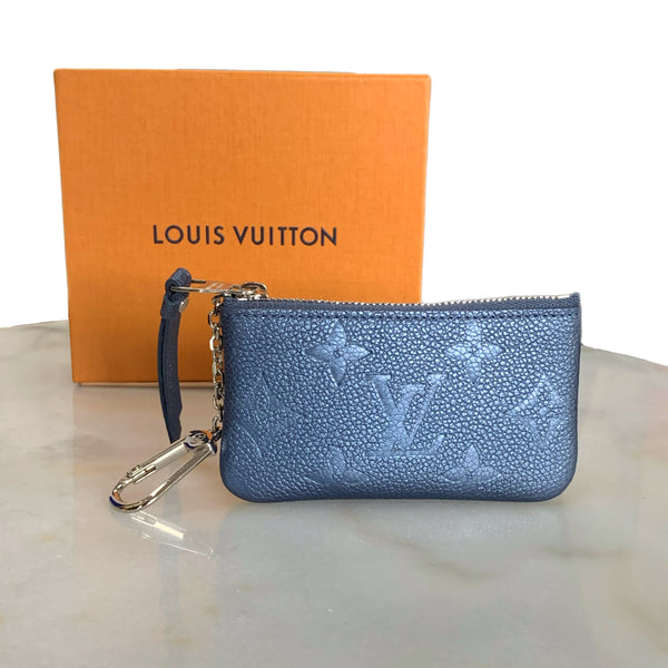 LOUIS VUITTON - Monogram Empreinte Leather Metallic Blue Key Pouch
