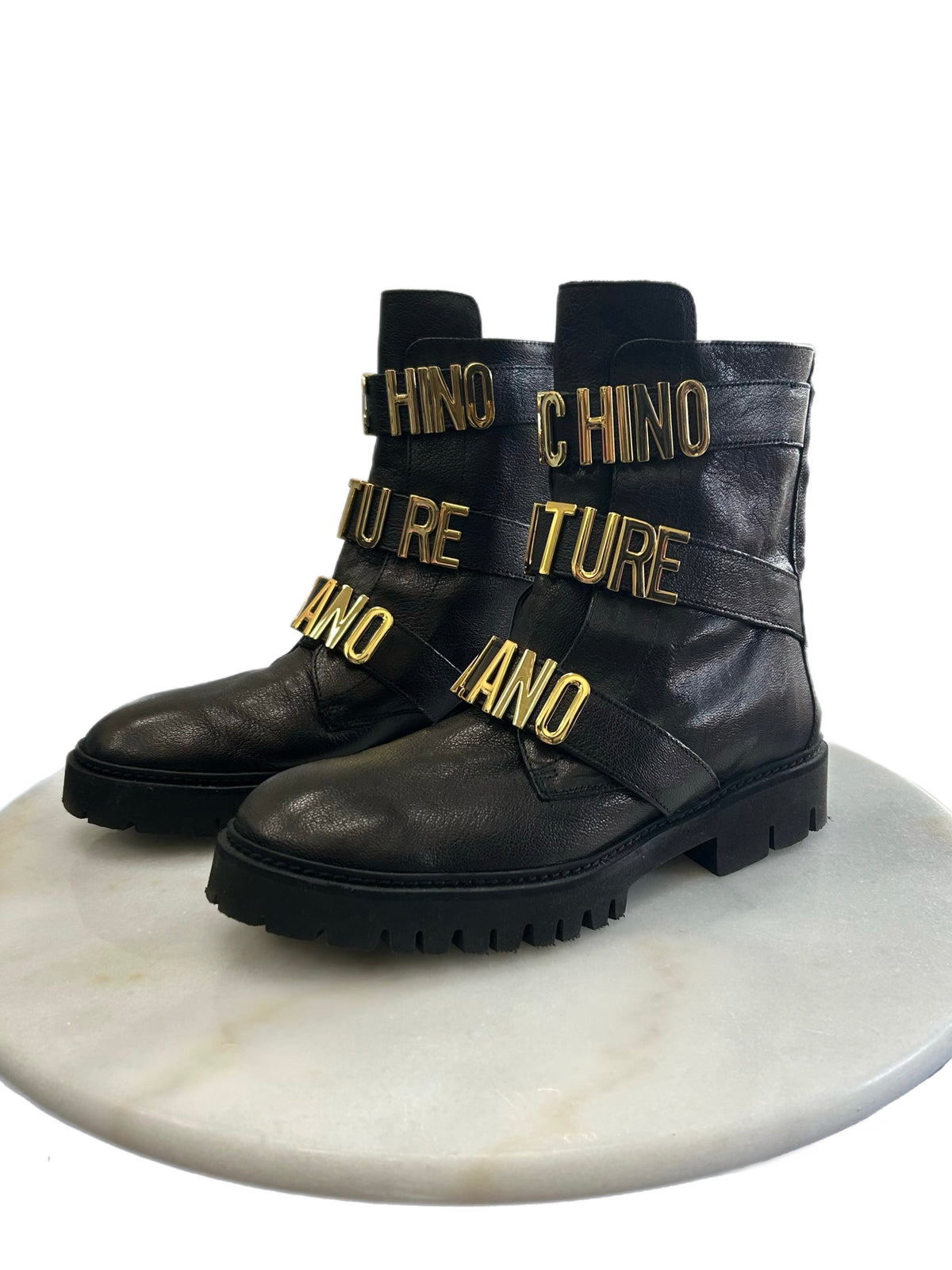 MOSCHINO - Milano Black Leather Boots Sz 40