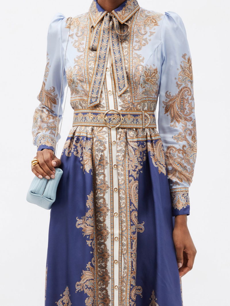 ZIMMERMANN - Luminous Paisley-Print Silk Midi Dress Sz 0