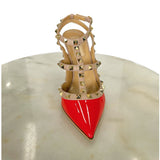 VALENTINO - Rockstud Ankle Strap Pumps Red Sz 37.5