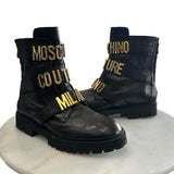 MOSCHINO - Milano Black Leather Boots Sz 40
