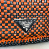 PRADA - Madras Woven Leather Tote Bag
