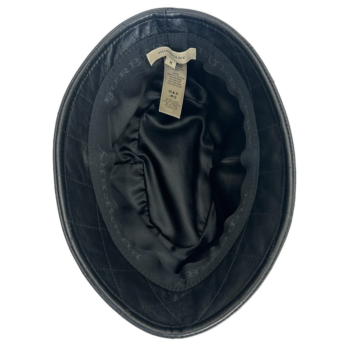BURBERRY - Black Leather Hat Sz M