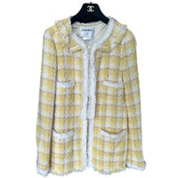 CHANEL - Yellow Tweed Houndstooth Jacket Sz 38