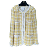 CHANEL - Yellow Tweed Houndstooth Jacket Sz 38