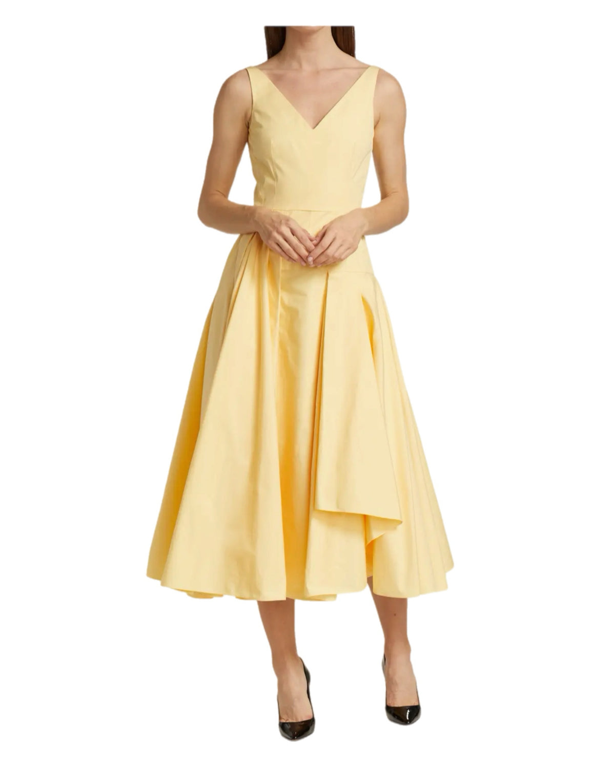 Alexander McQueen - Poplin Pleated A-Line Midi Dress Sz 10-12