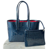CHRISTIAN LOUBOUTIN - Blue Alligator Embossed Cabata Tote