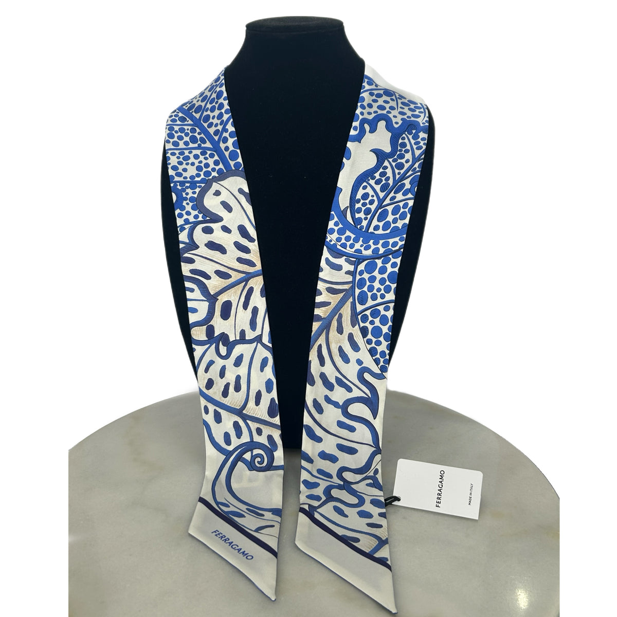 FERRAGAMO - Foliage Print Silk Twill Scarf