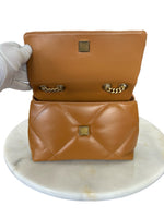 TORY BURCH - Kira Diamond Quilt Small Tan Shoulder Bag