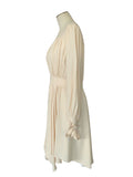 CHLOE - Cream Crepe Flared Ruffle Dress Sz FR 42