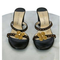 LOUIS VUITTON - Damier Monogram Flower Block Sandals Sz 37.5