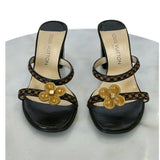 LOUIS VUITTON - Damier Monogram Flower Block Sandals Sz 37.5