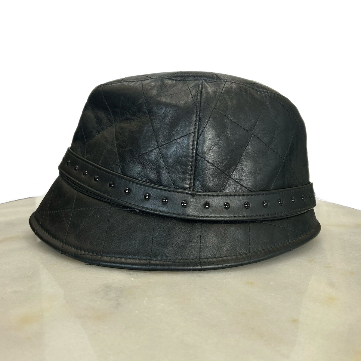BURBERRY - Black Leather Hat Sz M