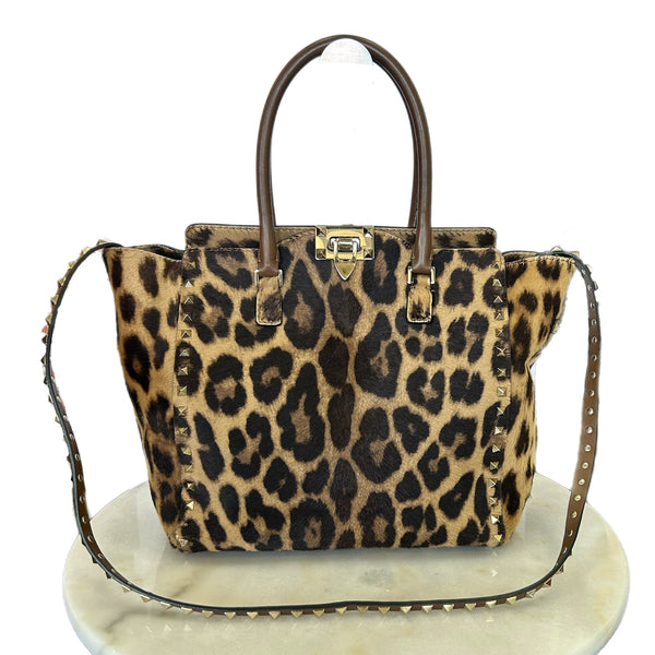 VALENTINO - Rockstud Leopard Tote / Shoulder Bag