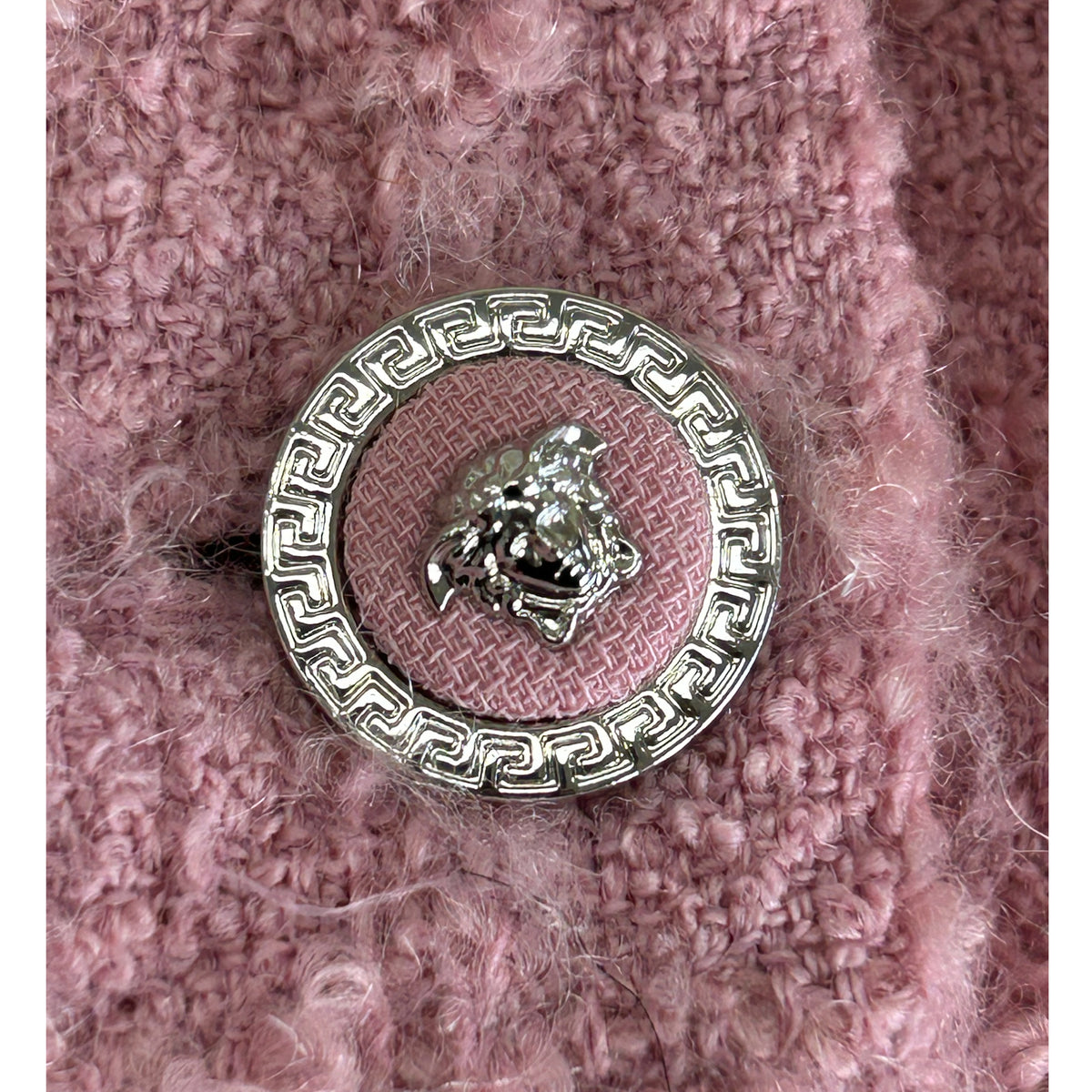 VERSACE - Double Breasted Bouclé Tweed Pink Jacket Sz IT 42