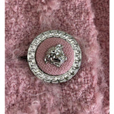 VERSACE - Double-Breasted Bouclé Tweed Jacket in Pink Sz IT 42