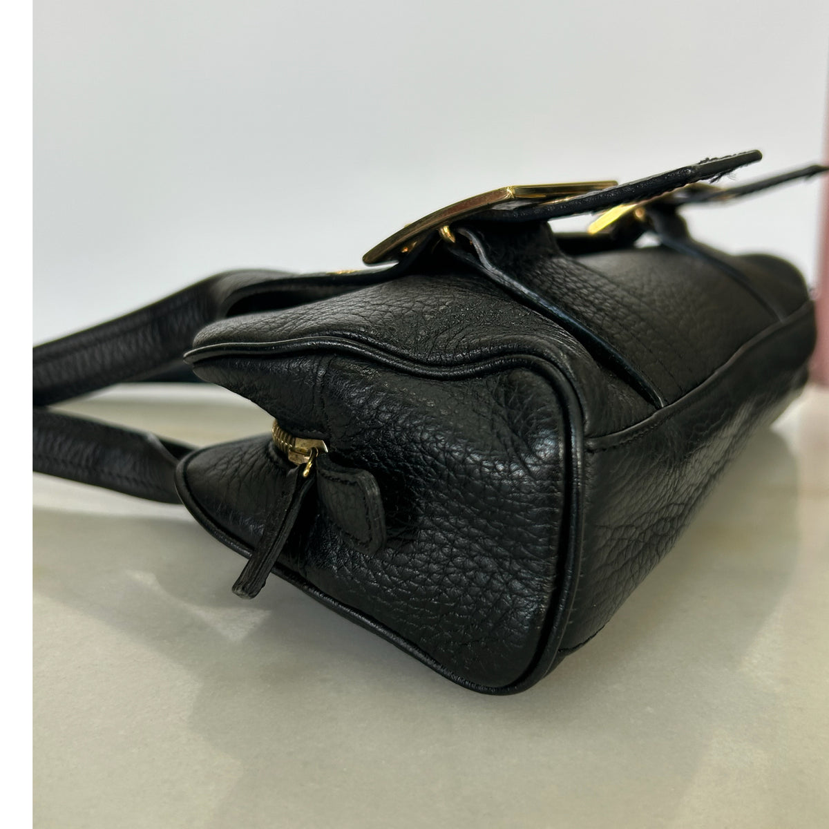 VERSACE - Black Leather  Shoulder Bag