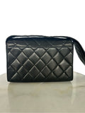 CHANEL - Diamond Quilted Leather CC Black Shoulder Bag