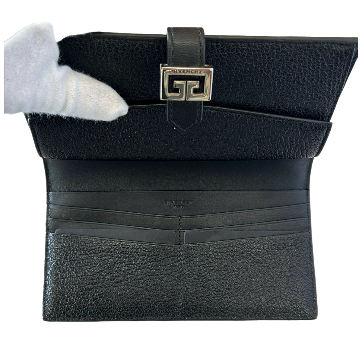 GIVENCHY - Long Bi-fold Black Leather Wallet