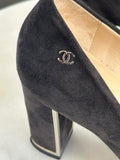 CHANEL - Suede CC Block Heels / Pumps Sz 40C