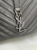 SAINT LAURENT - College Medium Bag - Grey Quilted Leather
