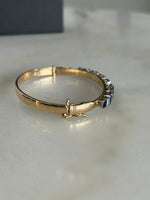 18ct Yellow Gold & Palladium Diamond & Sapphire Bangle
