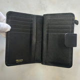 PRADA - Black Saffiano Compact Wallet