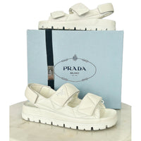 PRADA - White Padded Leather Sandals Sz 38.5