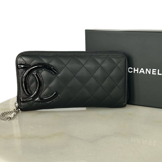 CHANEL - Black Quilted Cambon Zip-Around Wallet
