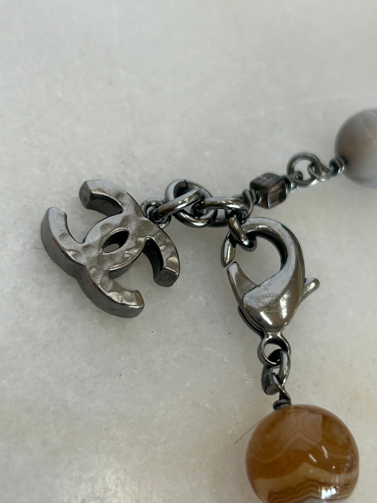 CHANEL - Multi-stone & Resin Oversized CC Pendant Necklace
