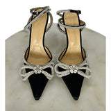 MACH & MACH - Double Bow Embellished Black Satin Pumps 41.5