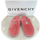 GIVENCHY - 4G Pink Shearling Slip On Slides Sz 39