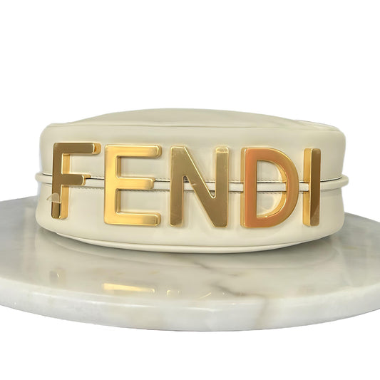 FENDI - Fendigraphy Small White Leather Bag