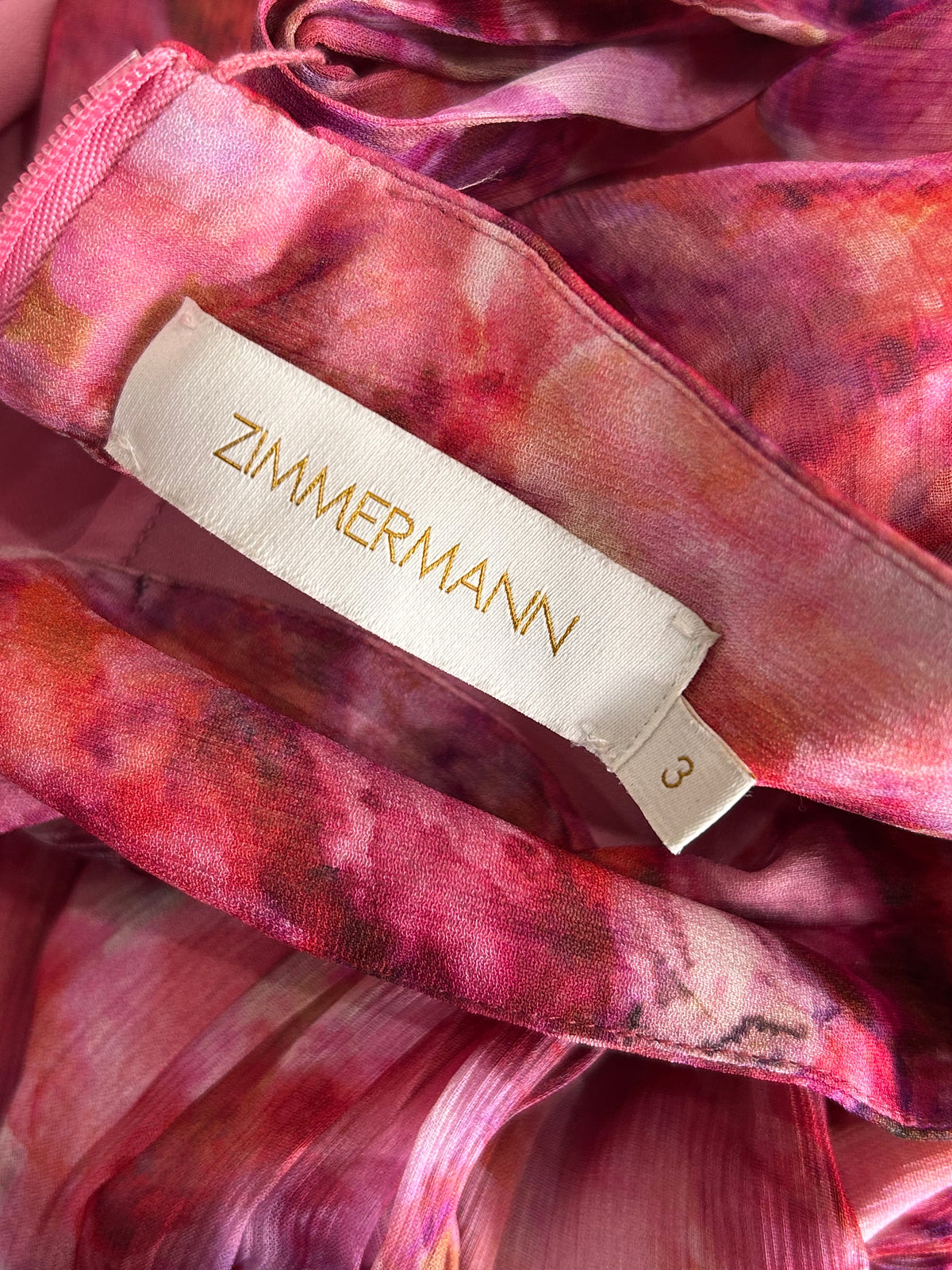 ZIMMERMANN - Garnet Kaleidoscope Tie Neck Blouse Sz 3
