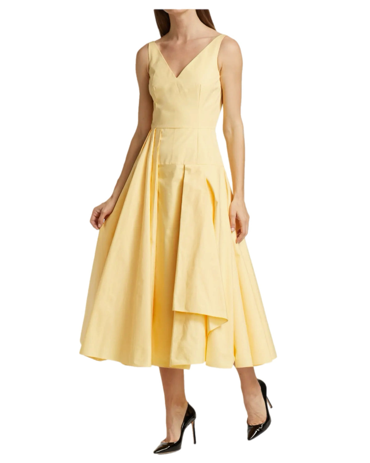 Alexander McQueen - Poplin Pleated A-Line Midi Dress Sz 10-12