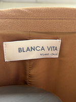 BLANCA VITA - Wide-Lapel Belted Coat in Camel Sz L