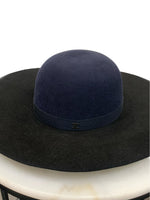 CHANEL - Black & Navy Lapin Wide Brim Hat
