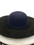 CHANEL - Black & Navy Lapin Wide Brim Hat