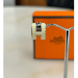 HERMÈS -Lacquered Pop H Earrings - Blanc & Palladium (Large)