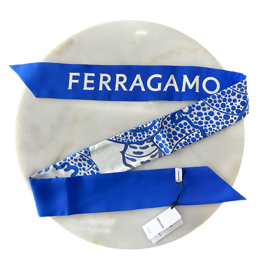 FERRAGAMO - Foliage Print Silk Twill Scarf