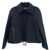 JAC + JACK - Black Felt Wool Zip Up Jacket Sz S