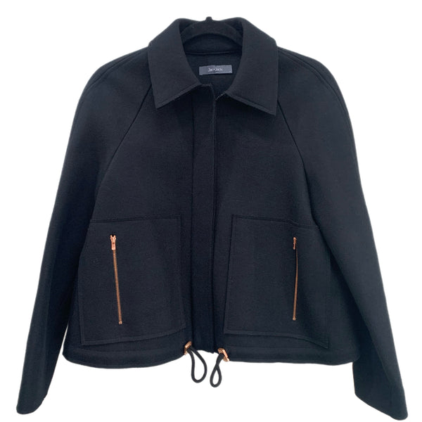 JAC + JACK - Black Felt Wool Zip Up Jacket Sz S