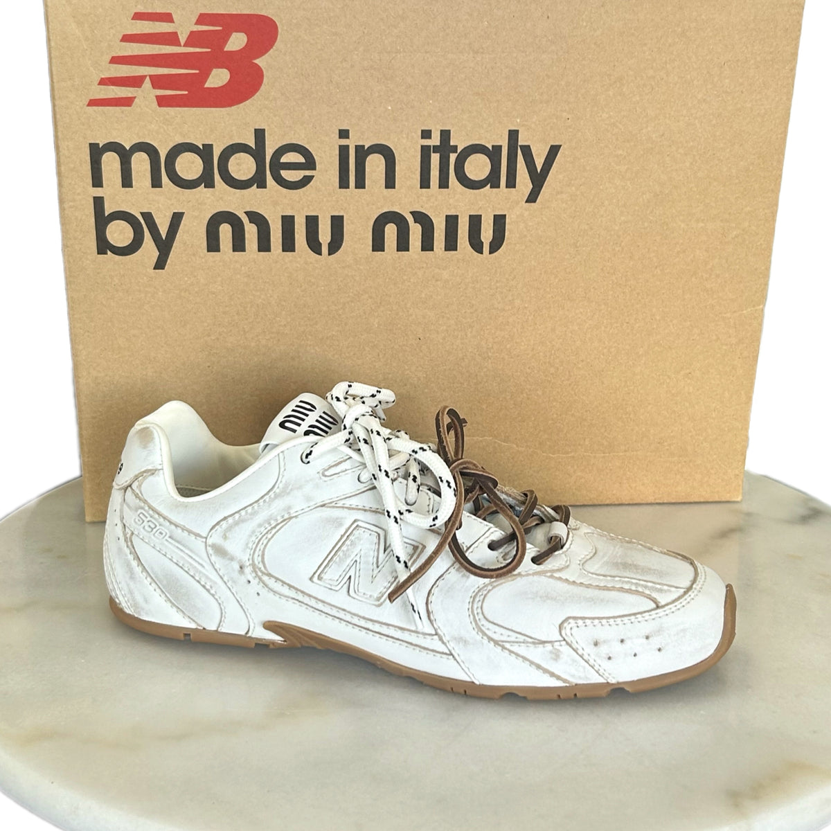 MIU MIU X New Balance - 530 SL Leather Sneakers Sz 38.5
