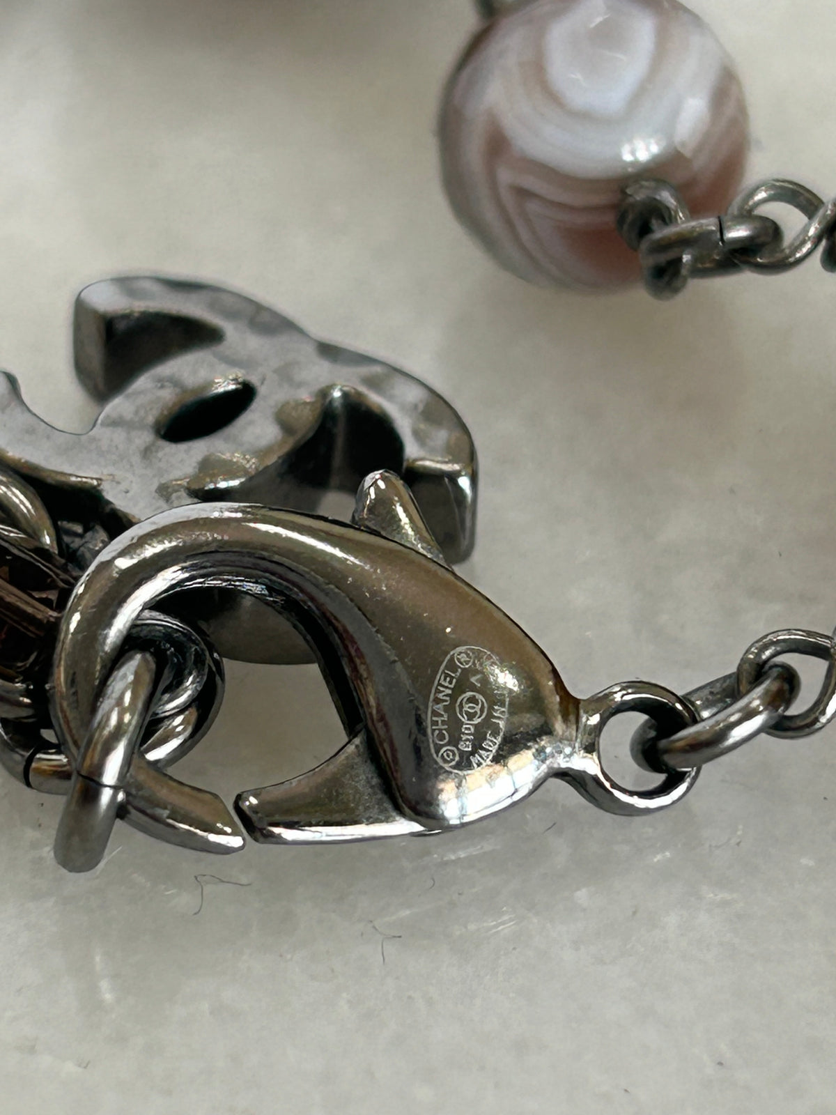 CHANEL - Multi-stone & Resin Oversized CC Pendant Necklace