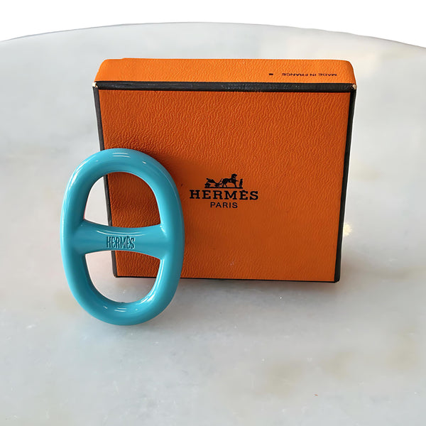 HERMÈS - Chaine d'Ancre Scarf Ring Blue